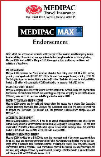 MedipacMAX Travel Insurance Endorsement 